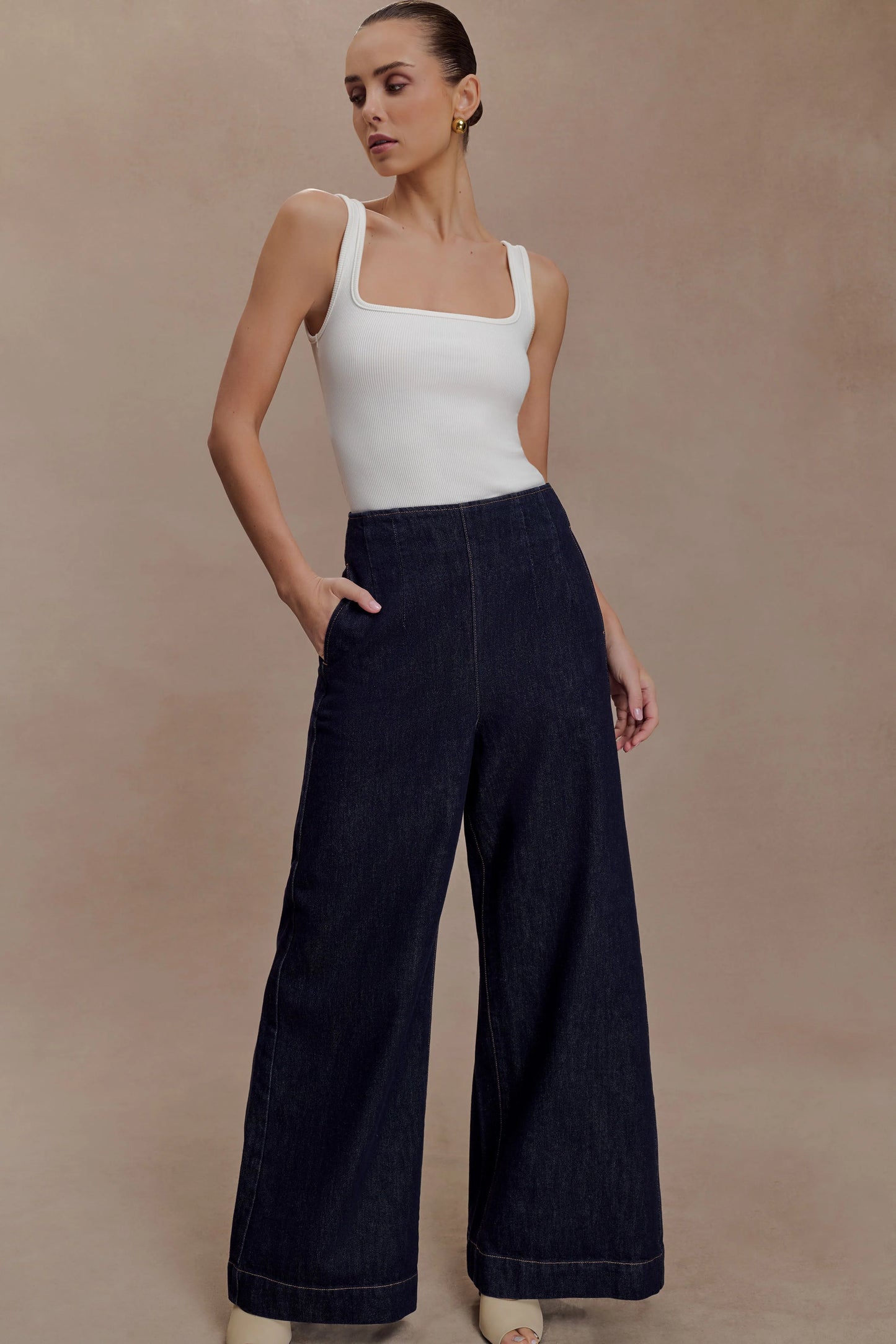 Maral High Waisted Dart Jeans - Washed Indigo Blue