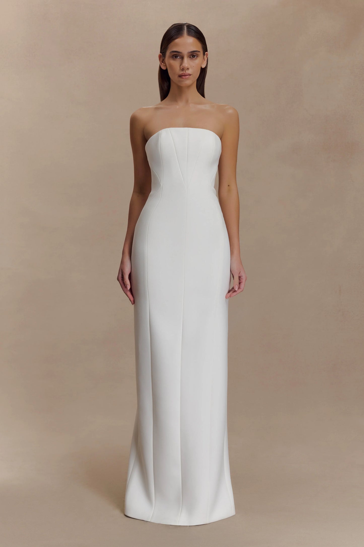 Kalila Strapless Crepe Maxi Dress - White