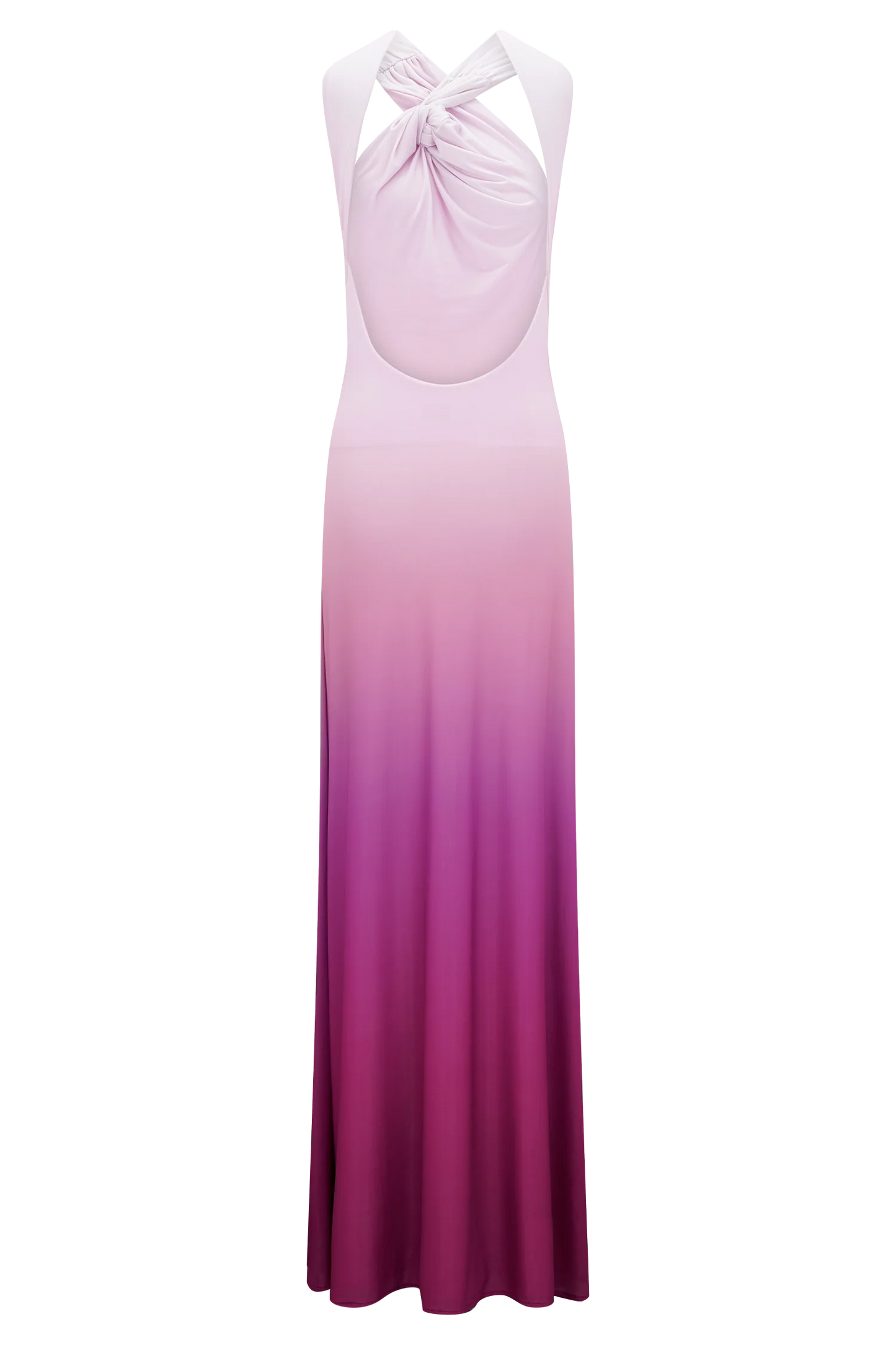 Marlee Asymmetrical Slinky Maxi Dress - Ombre Pink