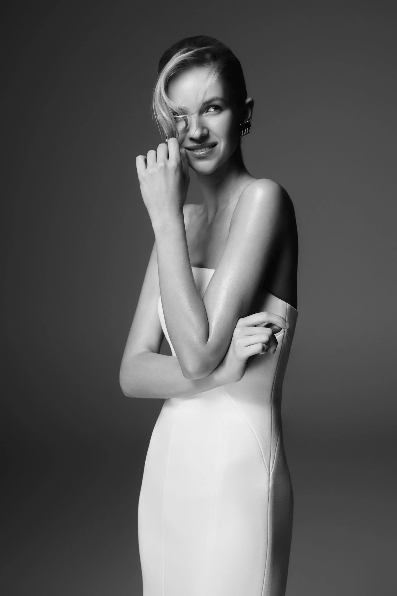 Kalila Strapless Crepe Maxi Dress - White