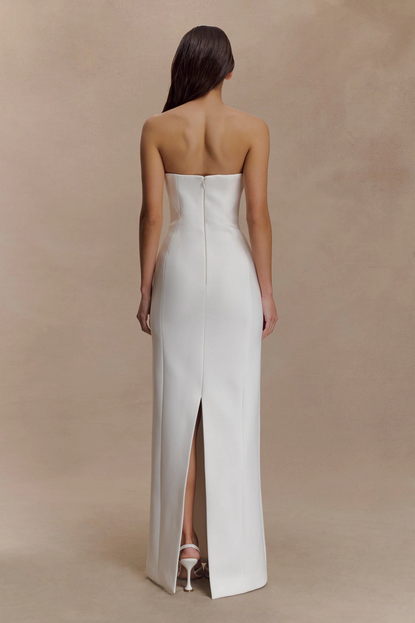 Kalila Strapless Crepe Maxi Dress - White