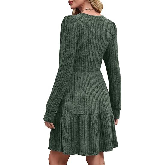 Women's dress square neck long sleeve winter dress